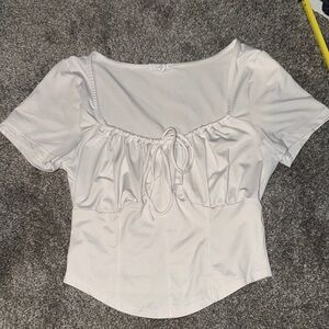 Chic White Gathered Blouse